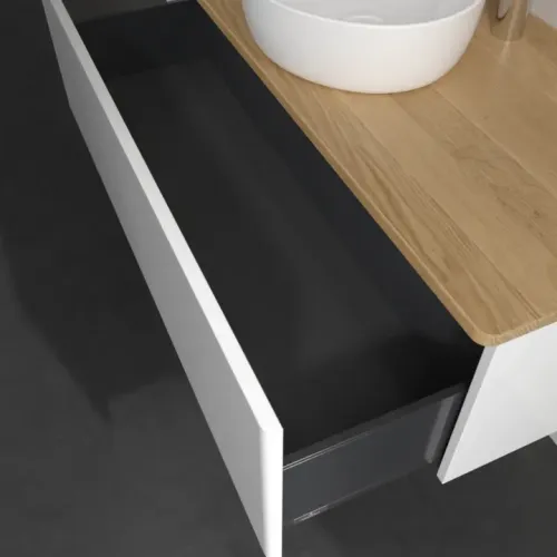 Villeroy & Boch Antao Тумба под раковину, 1 выдвижной ящик, 1200 x 360 x 500 mm, лицевая поверхность без текстурированной отделки, Glossy White Lacquer / Honey Oak K32051GF