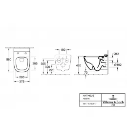 Унитаз подвесной (без сиденья) Villeroy & Boch Antheus CeramicPlus 4608R0R1