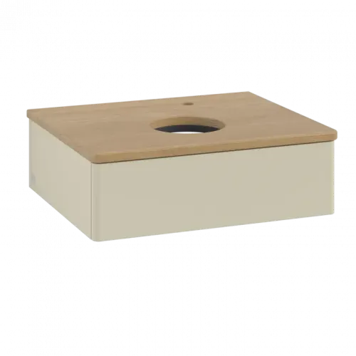 Villeroy & Boch Antao Тумба под раковину, с подсветкой, 1 выдвижной ящик, 600 x 190 x 500 mm, лицевая поверхность без текстурированной отделки, Silk Grey Matt Lacquer / Honey Oak L07051HJ