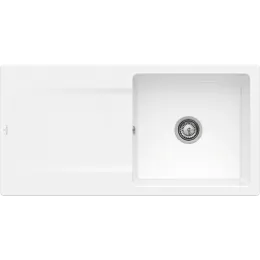 Villeroy & Boch Siluet 60 flat Мойка, включая Комплект слива с ручным управлением, выкл TitanCeram, 980 x 490 mm, Альпийский белый CeramicPlus 33361FR1