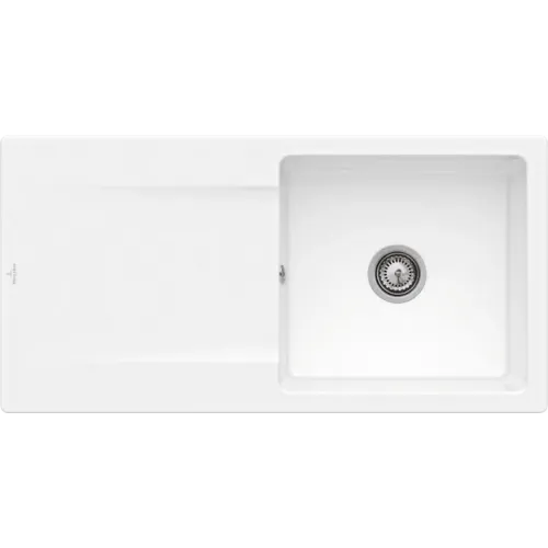 Villeroy & Boch Siluet 60 flat Мойка, включая Комплект слива с ручным управлением, выкл TitanCeram, 980 x 490 mm, Альпийский белый CeramicPlus 33361FR1