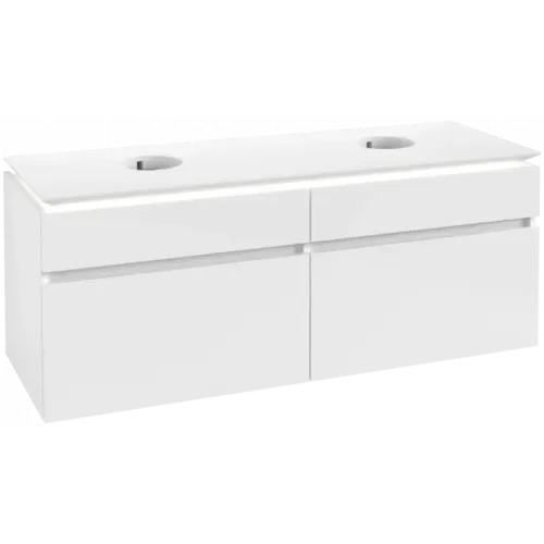 Villeroy & Boch Legato Тумба под раковину, с подсветкой, 4 выдвижных ящика, 1400 x 550 x 500 mm, Glossy White / Glossy White B669L0DH
