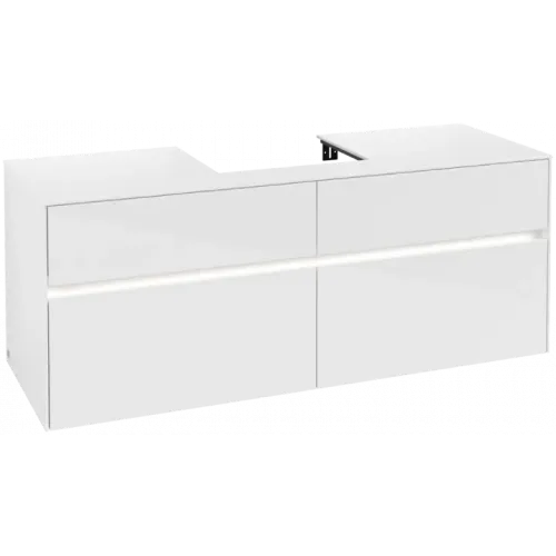 Villeroy & Boch Collaro Тумба под раковину, с подсветкой, 4 выдвижных ящика, 1400 x 548 x 500 mm, Glossy White / Glossy White C073B0DH