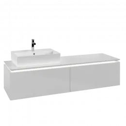 Villeroy & Boch Legato Тумба под раковину, с подсветкой, 2 выдвижных ящика, 1600 x 380 x 500 mm, Glossy White / Glossy White B672L0DH