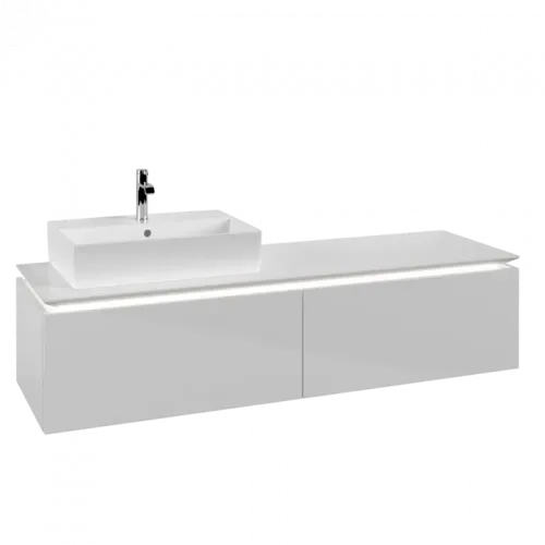 Villeroy & Boch Legato Тумба под раковину, с подсветкой, 2 выдвижных ящика, 1600 x 380 x 500 mm, Glossy White / Glossy White B672L0DH