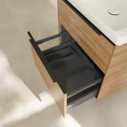 Villeroy & Boch Subway 3.0 Тумба под раковину, с подсветкой, 2 выдвижных ящика, 572 x 576 x 478 mm, Oak Kansas C578L1RH