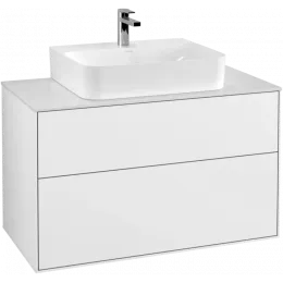 Villeroy & Boch Finion Тумба под раковину, с подсветкой, 2 выдвижных ящика, 1000 x 603 x 501 mm, Glossy White Lacquer G10100GF