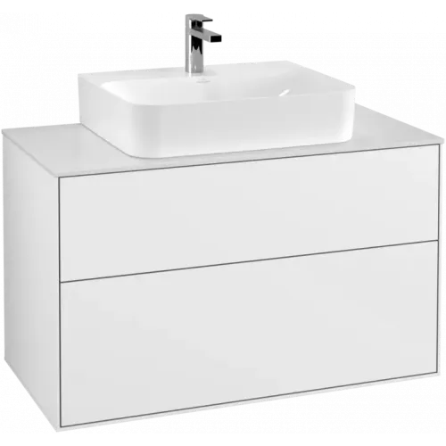 Villeroy & Boch Finion Тумба под раковину, с подсветкой, 2 выдвижных ящика, 1000 x 603 x 501 mm, Glossy White Lacquer G10100GF