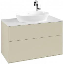 Villeroy & Boch Finion Тумба под раковину, с подсветкой, 2 выдвижных ящика, 1000 x 603 x 501 mm, Silk Grey Matt Lacquer G88100HJ