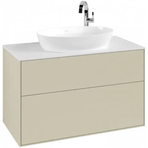 Villeroy & Boch Finion Тумба под раковину, с подсветкой, 2 выдвижных ящика, 1000 x 603 x 501 mm, Silk Grey Matt Lacquer G88100HJ