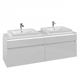 Villeroy & Boch Legato Тумба под раковину, с подсветкой, 4 выдвижных ящика, 1600 x 550 x 500 mm, Glossy White / Glossy White B693L0DH