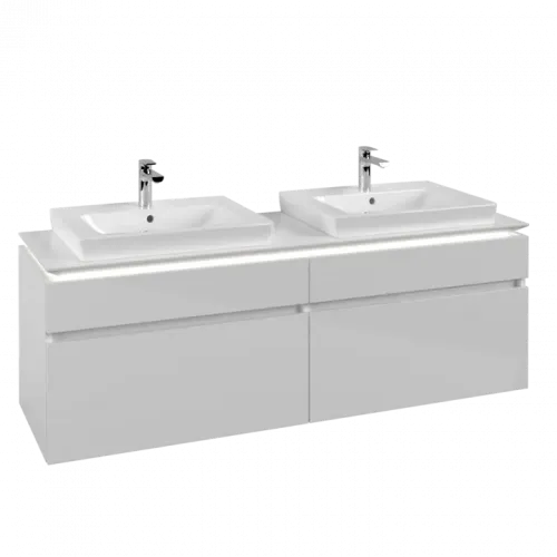 Villeroy & Boch Legato Тумба под раковину, с подсветкой, 4 выдвижных ящика, 1600 x 550 x 500 mm, Glossy White / Glossy White B693L0DH