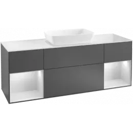 Villeroy & Boch Finion Тумба под раковину, с подсветкой, 4 выдвижных ящика, 1600 x 603 x 501 mm, Silk Grey Matt Lacquer / Silk Grey Matt Lacquer G861HJHJ