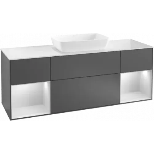 Villeroy & Boch Finion Тумба под раковину, с подсветкой, 4 выдвижных ящика, 1600 x 603 x 501 mm, Silk Grey Matt Lacquer / Silk Grey Matt Lacquer G861HJHJ