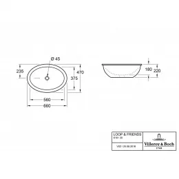 Раковина под столешницу Villeroy & Boch Loop & Friends 47 x 66 см CeramicPlus 616130R1