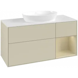Villeroy & Boch Finion Тумба под раковину, с подсветкой, 3 выдвижных ящика, 1200 x 603 x 501 mm, Silk Grey Matt Lacquer / Silk Grey Matt Lacquer FA71HJHJ