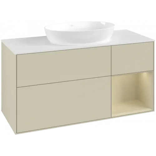 Villeroy & Boch Finion Тумба под раковину, с подсветкой, 3 выдвижных ящика, 1200 x 603 x 501 mm, Silk Grey Matt Lacquer / Silk Grey Matt Lacquer FA71HJHJ