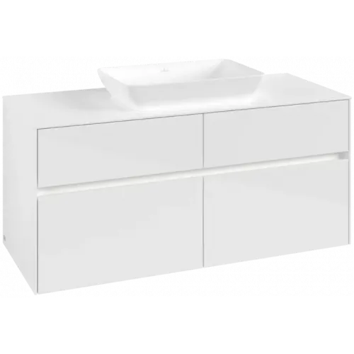 Villeroy & Boch Collaro Тумба под раковину, с подсветкой, 4 выдвижных ящика, 1200 x 548 x 500 mm, Glossy White / Glossy White C112B0DH