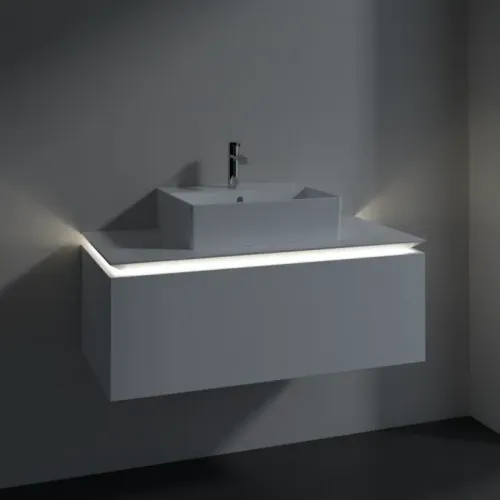 Villeroy & Boch Legato Тумба под раковину, с подсветкой, 1 выдвижной ящик, 1000 x 380 x 500 mm, Glossy White / Glossy White B603L0DH