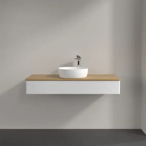 Villeroy & Boch Antao Тумба под раковину, 1 выдвижной ящик, 1200 x 190 x 500 mm, лицевая поверхность без текстурированной отделки, Glossy White Lacquer / Honey Oak K10051GF