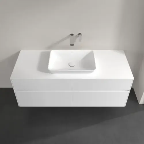 Villeroy & Boch Collaro Тумба под раковину, с подсветкой, 4 выдвижных ящика, 1400 x 548 x 500 mm, Glossy White / Glossy White C116B0DH