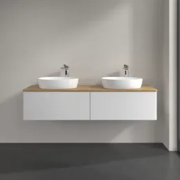 Villeroy & Boch Antao Тумба под раковину, 2 выдвижных ящика, 1600 x 360 x 500 mm, лицевая поверхность без текстурированной отделки, Glossy White Lacquer / Honey Oak K39051GF