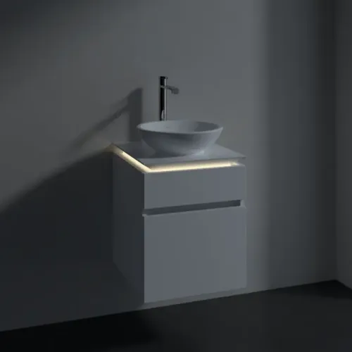 Villeroy & Boch Legato Тумба под раковину, с подсветкой, 2 выдвижных ящика, 450 x 550 x 500 mm, Glossy White / Glossy White B566L0DH