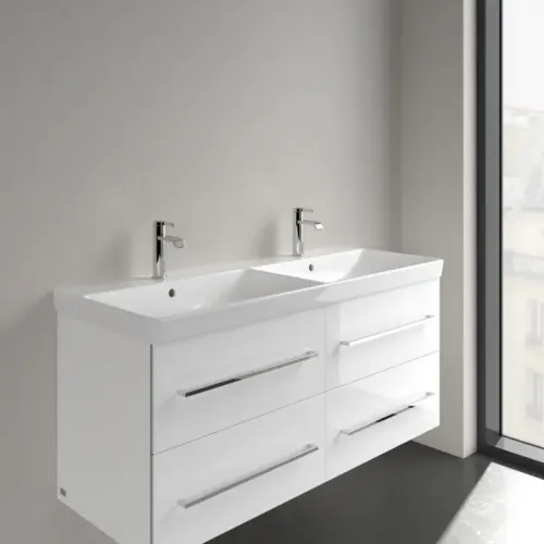 Villeroy & Boch Avento Двойная раковина для установки на тумбу, 1200 x 470 x 160 mm, Альпийский белый, с переливом 4A23CK01