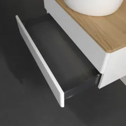 Villeroy & Boch Antao Тумба под раковину, с подсветкой, 2 выдвижных ящика, 800 x 360 x 500 mm, лицевая поверхность без текстурированной отделки, Glossy White Lacquer / Honey Oak L19051GF