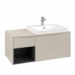 Villeroy & Boch Subway 3.0 Тумба под раковину, с подсветкой, 2 выдвижных ящика, 1001 x 423 x 516 mm, Cashmere Grey / Cashmere Grey C571L2VN