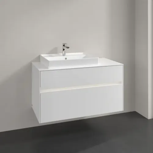 Villeroy & Boch Collaro Тумба под раковину, с подсветкой, 2 выдвижных ящика, 1000 x 548 x 500 mm, Glossy White / Glossy White C017B0DH