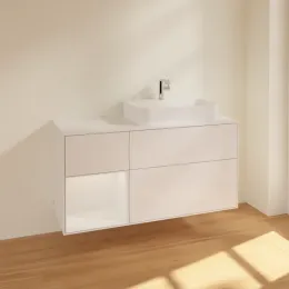 Villeroy & Boch Finion Тумба под раковину, с подсветкой, 3 выдвижных ящика, 1200 x 603 x 501 mm, Glossy White Lacquer / Glossy White Lacquer F391GFGF