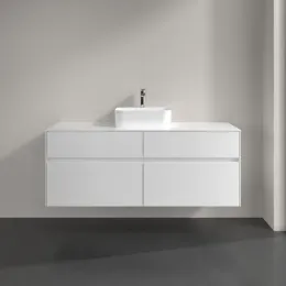Villeroy & Boch Collaro Тумба под раковину, с подсветкой, 4 выдвижных ящика, 1400 x 548 x 500 mm, Glossy White / Glossy White C100B0DH