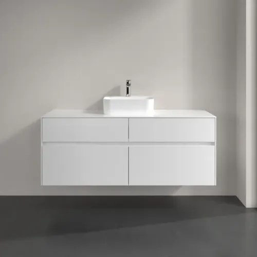 Villeroy & Boch Collaro Тумба под раковину, с подсветкой, 4 выдвижных ящика, 1400 x 548 x 500 mm, Glossy White / Glossy White C100B0DH