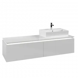 Villeroy & Boch Legato Тумба под раковину, с подсветкой, 2 выдвижных ящика, 1600 x 380 x 500 mm, Glossy White / Glossy White B674L0DH