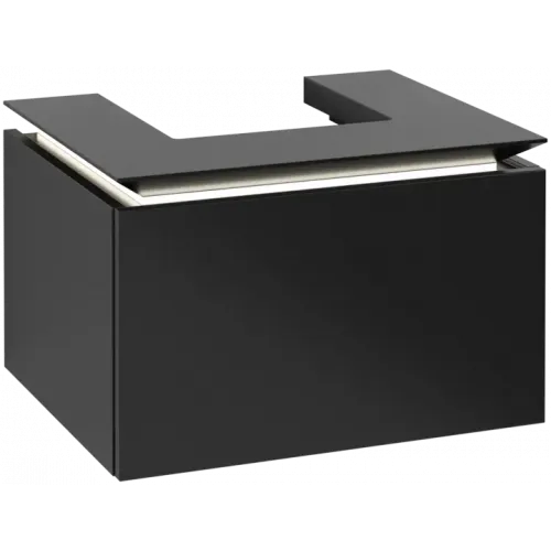 Villeroy & Boch Legato Тумба под раковину, с подсветкой, 1 выдвижной ящик, 600 x 380 x 500 mm, Black Matt Lacquer / Black Matt Lacquer B731L0PD