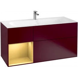 Villeroy & Boch Finion Тумба под раковину, с подсветкой, 3 выдвижных ящика, 1196 x 591 x 498 mm, Peony Matt Lacquer / Gold Matt Lacquer G060HFHB