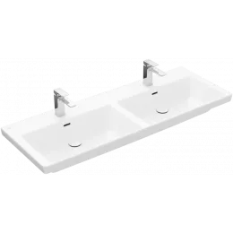 Villeroy & Boch Subway 3.0 Двойная раковина для установки на тумбу, 1300 x 475 x 165 mm, Альпийский белый, с переливом 4A71D501