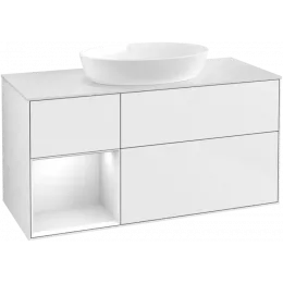 Villeroy & Boch Finion Тумба под раковину, с подсветкой, 3 выдвижных ящика, 1200 x 603 x 501 mm, Glossy White Lacquer / Glossy White Lacquer GA61GFGF