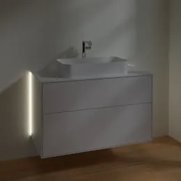 Villeroy & Boch Finion Тумба под раковину, с подсветкой, 2 выдвижных ящика, 1000 x 603 x 501 mm, Glossy White Lacquer G23100GF