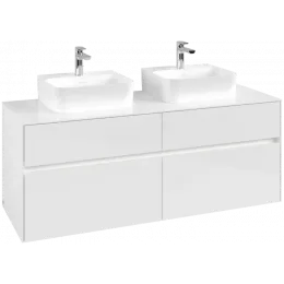 Villeroy & Boch Collaro Тумба под раковину, с подсветкой, 4 выдвижных ящика, 1400 x 548 x 500 mm, Glossy White / Glossy White C103B0DH