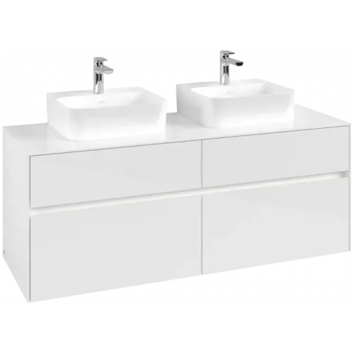 Villeroy & Boch Collaro Тумба под раковину, с подсветкой, 4 выдвижных ящика, 1400 x 548 x 500 mm, Glossy White / Glossy White C103B0DH