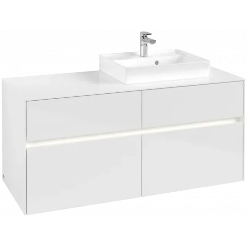 Villeroy & Boch Collaro Тумба под раковину, с подсветкой, 4 выдвижных ящика, 1200 x 548 x 500 mm, Glossy White / Glossy White C072B0DH