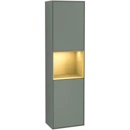 Villeroy & Boch Finion Шкаф-пенал, с подсветкой, 2 двери, 418 x 1516 x 270 mm, Olive Matt Lacquer / Gold Matt Lacquer F460HFGM