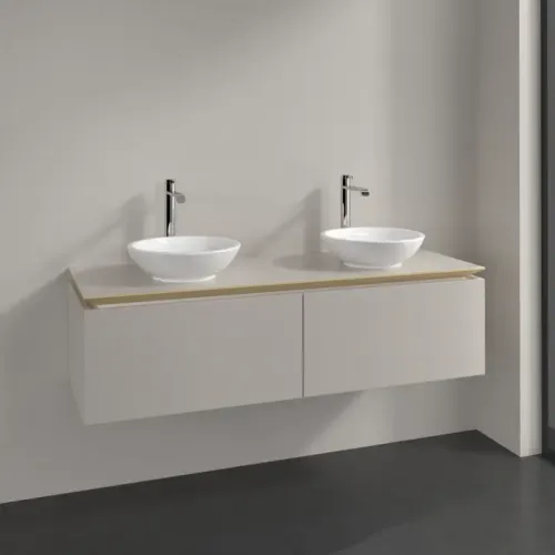 Villeroy & Boch Legato Тумба под раковину, 2 выдвижных ящика, 1400 x 380 x 500 mm, Soft Grey / Soft Grey B59100VK