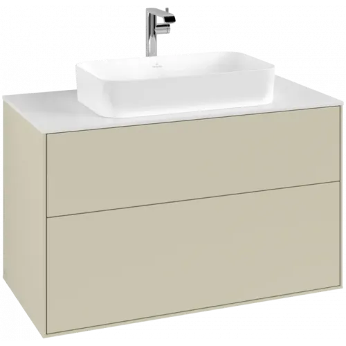 Villeroy & Boch Finion Тумба под раковину, с подсветкой, 2 выдвижных ящика, 1000 x 603 x 501 mm, Silk Grey Matt Lacquer G23100HJ