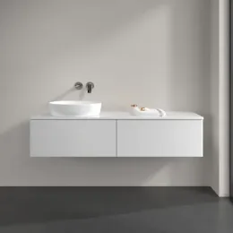 Villeroy & Boch Antao Тумба под раковину, 2 выдвижных ящика, 1600 x 360 x 500 mm, лицевая поверхность без текстурированной отделки, Glossy White Lacquer / Glossy White Lacquer K37010GF