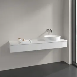 Villeroy & Boch Antao Тумба под раковину, 2 выдвижных ящика, 1600 x 190 x 500 mm, лицевая поверхность без текстурированной отделки, Glossy White Lacquer / Glossy White Lacquer K16010GF