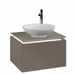 Villeroy & Boch Legato Тумба под раковину, с подсветкой, 1 выдвижной ящик, 600 x 380 x 500 mm, Truffle Grey / Truffle Grey B567L0VG