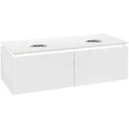 Villeroy & Boch Legato Тумба под раковину, с подсветкой, 2 выдвижных ящика, 1200 x 380 x 500 mm, Glossy White / Glossy White B583L0DH